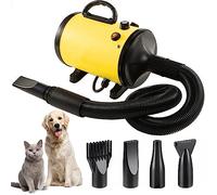 Memows Pulseur pour Chien 2800W - Séchoir Professionnel pour Animaux avec Température Réglable et 4 Buses (Jaune)