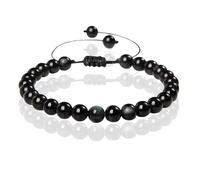Memphis No.2 Bracelet en pierre naturelle pour femmes - 6 mm couleur obsidienne