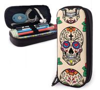 Memphis Trousse À Crayons En Toile Motif Jardin Tropical, Fleurs Et Feuilles Style Géométrique Pastel Vert Menthe 21 X 5,5 X 5 Cm