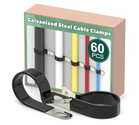 Memrita Lot de 60 colliers de serrage de 2,5 cm en acier inoxydable avec coussin en caoutchouc isolé pour câble métallique, collier de serrage pour tube, ligne, fil, cordon, installation