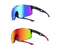 MEMSJIUWEN Lunettes de vélo, lunettes de soleil pour hommes et femmes, protection uv400, lunettes de soleil pour moto, course à pied, ski, baseball, pêche, beach volley (E Couleur 2 PCS)