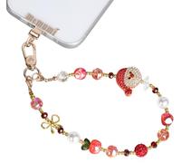 memumi Dragonne de Téléphone Universel, Chaine De Téléphone en Perles & Sapin de Noël, bracelet de téléphone portable, cordon de poignet de Noël pour femme -Or