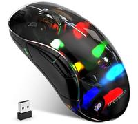 memzuoix Souris sans Fil LED Souris Optique Rechargeable 2.4G avec Couvercle Magnétique, Éclairage RGB Doux, 1400 DPI, Design Ergonomique avec Récepteur USB pour Ordinateur Portable, PC et MacBook