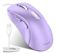 memzuoix Souris USB avec Câble Souris Optique 1400 DPI, 5 Boutons, Design Ergonomique avec Câble de 1,5m - pour Ordinateur, PC, Mac - Rouge Grenade (Lavande)