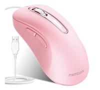memzuoix Souris USB avec Câble Souris Optique 1400 DPI, 5 Boutons, Design Ergonomique avec Câble de 1,5m - pour Ordinateur, PC, Mac - Rouge Grenade (Rose)