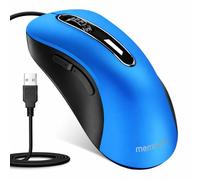 memzuoix Souris USB avec Câble Souris Optique 1400 DPI, 5 Boutons, Design Ergonomique avec Câble de 1,5m - pour Ordinateur, PC, Mac - Rouge Grenade (Bleu)