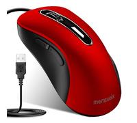 memzuoix Souris USB avec Câble - Souris Optique 1400 DPI, 5 Boutons, Design Ergonomique avec Câble de 1,5m - pour Ordinateur, PC, Mac - Rouge Grenade