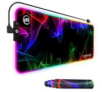 memzuoix Tapis de Souris Gaming RGB XXL 80×30 cm - Grand Tapis LED Bureau avec 12 Modes Lumineux, Surface Lisse, Imperméable & Base Antidérapante - pour Clavier, PC, Ordinateur Portable - Design