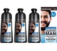 Men Beard Hair Color Instant Dye Black Mustache Beard Darkening Shampoo,Professional Men's Mustache & Beard Black Hair Color Dye Shampoo, 100ml. (3pcs)