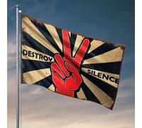 Men Cave Decor Destroy Silence : Speak Up! Drapeau de décoration de chambre de garçon Drapeau de jardin printanier (60 x 90 cm)