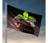 Men Cave Decor Stack of Dark Chocolate Bars With Mint Leaves On Top. Drapeau d'automne Drapeau Jardin Bateau Drapeau (30 x 45 cm)