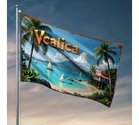 Men Cave Decor Vcalica : un paradis tropical avec bateaux à voile et palmiers drapeau drapeau pour chambre à coucher décoration pour chambre (30 x 45 cm)