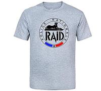 Men Clothes Raid French Police Men's T Shirt Anti-Terrorism Unit GIGN O Neck Tee T-Shirts Gray L