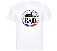Men Clothes Raid French Police Men's T Shirt Anti-Terrorism Unit GIGN O Neck Tee T-Shirts White M