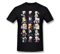 Men Clothing Fate Stay Night T-Shirt Saberface Fashion Short Sleeve Tshirt Black M
