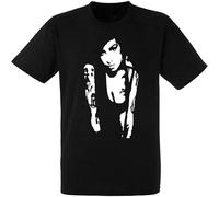Men Cotton Printed T Shirt Amy Winehouse T-Shirt Black Oneck Tops Tee Shirt Fashion S