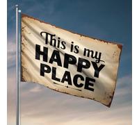 Men Decor Embrace Your Bliss : Déclarer « This Is My Happy Place » Drapeaux pour décoration extérieure de terrasse (120 x 180 cm)