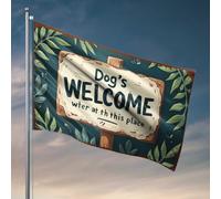 Men Decor Station d'eau adaptée aux chiens : un panneau de bienvenue pour les visiteurs canins drapeaux pour décoration extérieure de terrasse (60 x 90 cm)