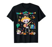Men Dia De Los Muertos Skeleton Dancing Guitar Hat Kids Boys T-Shirt