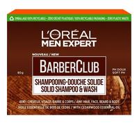 L'Oréal Men Expert - BarberClub - Shampooing-Douche Solide 4-en-1 pour Homme - À l'Huile Essentielle de Bois de Cèdre - 80 g