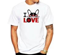 Men Fashion I Love French Bulldog - Black Ringer Cotton Tshirt T-Shirt White XL