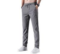 Men Fast Dry Stretch Pants Light and Thin,Ice Silk Trousers Breathable Quick Dry Hiking Joggers Sports Pants with Pockets (Dark Grey,4XL 80-90kg170-190cm)