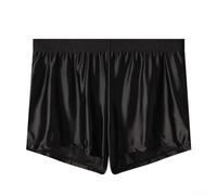 Men Ice Silk Boxer Shorts Loose Fit L-3XL(Black 3XL)