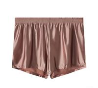 Men Ice Silk Boxer Shorts Loose Fit L-3XL(Brown L)