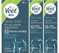 Men - Kit D'epilation Parties Intimes - Crème Dépilatoire 100 Ml Et Baume De Soin 50 Ml - 2 Crèmes Dépilatoires Peaux Sensibles 200 Ml