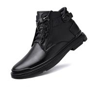 Men Leather Chukka Boots Ankle Strap Lace Up Casual Boots Platform Sole Walking Oxfords Business Outdoor Footwear(41 EU)