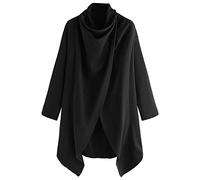 Men Lightweight Casual Cape Cloak Long Length Irregular Hem Pullover Overcoat Hip Hop Slim Poncho Sweatshirt Coat (Noir,XXL)