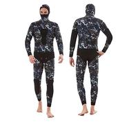 Men Neoprene 2-Pieces Camouflage Premium Wetsuit Long Sleeve Scuba Diving Suit Full Body Keep Warm Hooded Snorkeling Suits 3mm XL (3mm X)