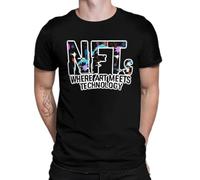 Men NTF Black T-Shirt Where Art Meets Technology Pure Cotton Shirt Tees Harajuku