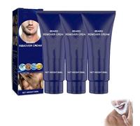 Men P-ermanent Lot de 3 crèmes d'épilation pour barbe pour homme, crème d'épilation P-ermanent, crème dépilatoire naturelle douce et indolore pour le visage, les jambes, les bras