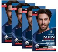 Men Perfect Gel teinté anti-gris 80 châtain noir (4 x 80 ml), coloration pour homme estompe les cheveux gris, teinte anti-gris pour un résultat naturel