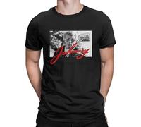 Men Retro Vintage Johnny Hallyday T-Shirts Rocker Tribute Retro Crewneck Short Sleeve Tops 100% Cotton Tees Classic T Shirt Black