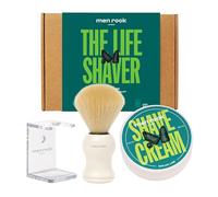 Men Rock The Life Shaver Shaving Gift Set for a Barber Standard Wet Shave Includes Shave Cream 100ml, Synthetic Shaving Brush and Drip Stand, Sicilian Lime and Spicy Black Pepper Fragrance