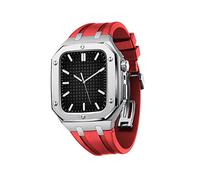 Men Rugged Protective Case Drop Proof Metal Bumper with Strap Silicone Band Luxury Band Case for 45mm 44mm, for iWatch 7/6/5/4 SE