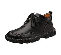 Men Running Shoes Chaussures Montantes Britanniques en Cuir Faites à la Main pour Hommes, Tendance Version coréenne, Chaussures à Grand Bout Rond avec Fermeture éclair, Chaussures de Course à Pieds
