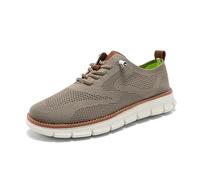 Men’s Business Casual Oxford Sneakers-Lightweight Lace-Up Dress Shoes for Work,Travel & Daily Commute (Khaki,43)
