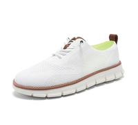 Men’s Business Casual Oxford Sneakers-Lightweight Lace-Up Dress Shoes for Work,Travel & Daily Commute (White,44)