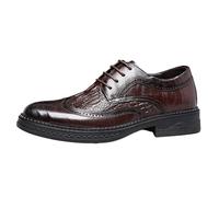 Men’s Classic Lace Up Italian Print Leather Oxfords Rubber Sole Dress Shoes for Work and Party(Brown,39 EU)