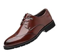 Men’s Classic Lace-Up Leather Oxford Shoes Height-Increasing Office Dress Shoes Comfortable & Stylish(Brown,42 EU)