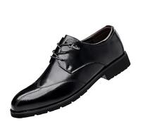 Men’s Classic Lace-Up Leather Oxford Shoes Height-Increasing Office Dress Shoes Comfortable & Stylish(Black,42 EU)