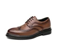 Men’s Classic Lace-Up Leather Oxford Shoes Round Toe Platform Business & Casual Spanish Style(Brown,42 EU)