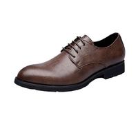 Men’s Comfort Lace Up Oxford Dress Shoes Orthopedic Leather Brogue Business Formal Footwear(Brown,38 EU)