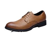 Men’s Comfort Lace Up Oxford Dress Shoes Orthopedic Leather Brogue Business Formal Footwear(Yellow,43 EU)