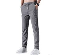 Men‘s Fast Dry Stretch Pants, 2023 New Ice Silk Breathable Quick Dry Casual Hiking Joggers with Pockets (Dark Grey,3X-Large)
