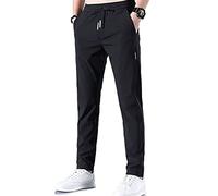 Men‘s Fast Dry Stretch Pants, 2023 New Ice Silk Breathable Quick Dry Casual Hiking Joggers with Pockets (Black,Large)