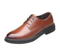 Men’s Lace Up Leather Oxford Shoes Round Toe Anti Slip Formal Business Office Work Dress Footwear for Daily Use(Brown,40 EU)